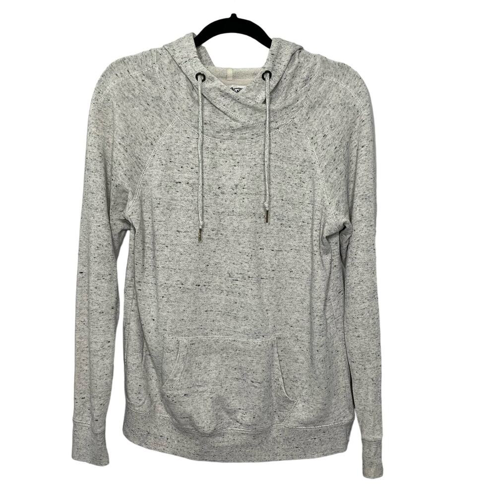 Jo & Co Jeans Hoodie Pullover Sweatshirt Long Sleeve Funnel Neck Gray Size Large